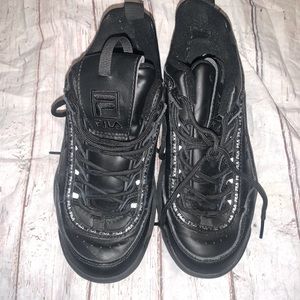 Black Fila chunky black dad sneakers 7